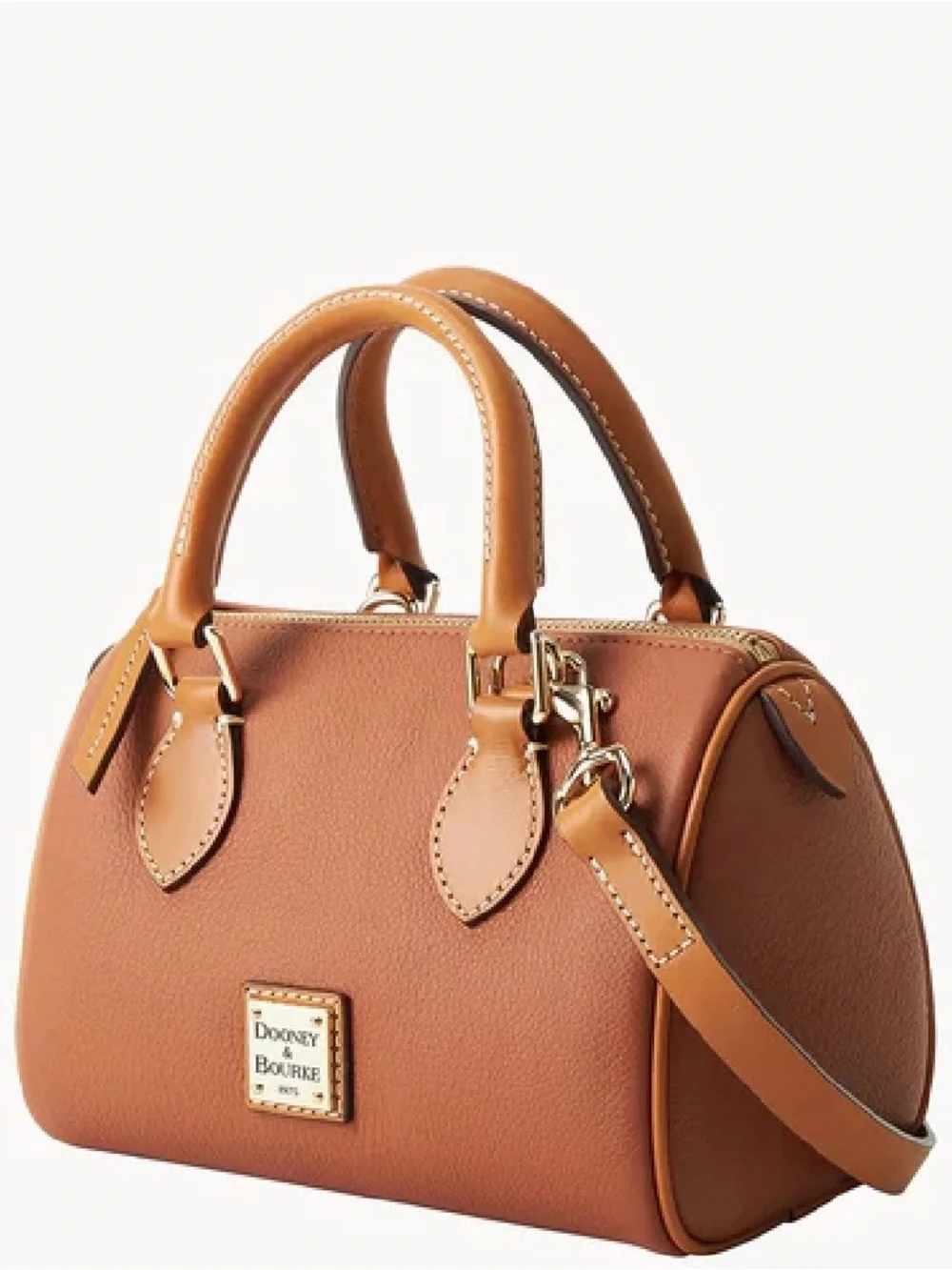 Dooney & Bourke Caramel Tan Pebble Leather Sorrento 20 with Gold Hardware